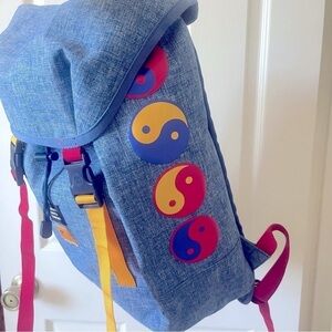 Herschel Supply & Co Y2K Backpack Yin Yang Pattern Vintage Blue Red Yellow